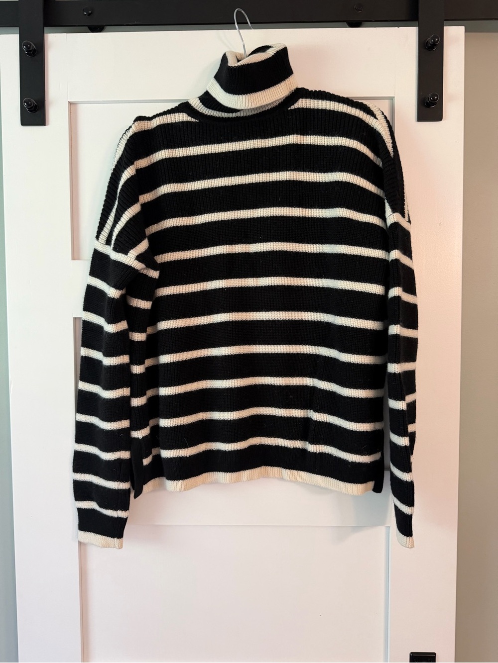 La Ligne Black and White Striped Turtleneck Sweater